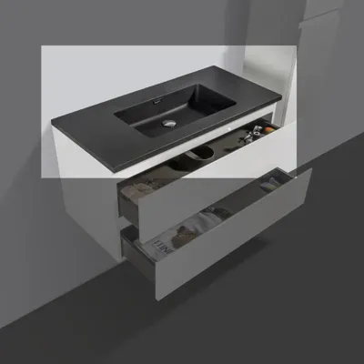 Wastafel kwartsteen Tieme mat zwart zonder kraangat Wastafel kwartsteen Tieme mat zwart zonder kraangat