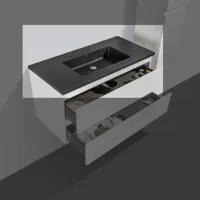 Wastafel kwartsteen Tieme mat zwart zonder kraangat - thumbnail