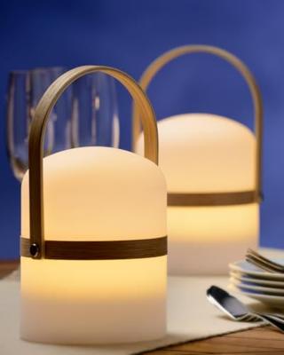 Lucide JOE - Oplaadbare Tafellamp Binnen/Buiten - Accu/Batterij - Ø 14,5 cm - LED Dimb. - 1x3W 3000K - IP44 - Wit