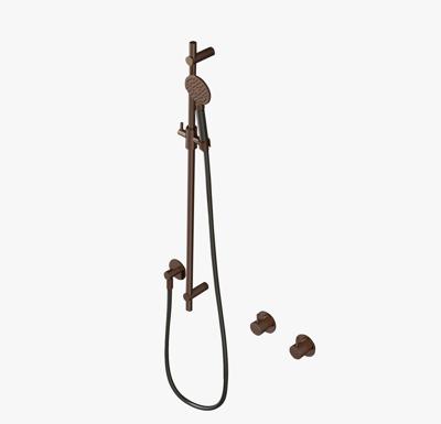 Glijstangset Hotbath Cobber Met Wandaansluitbocht En Handdouche Verouderd Messing Living Colours