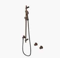 Glijstangset Hotbath Cobber Met Wandaansluitbocht En Handdouche Verouderd Messing Living Colours - thumbnail