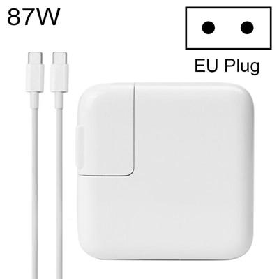 87W Type-C Power Adapter Portable Charger with 1.8m Type-C Charging Cable EU Plug For MacBook Xiaomi Huawei Lenovo ASUS and other Laptops(White)