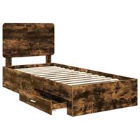 Bedframe met hoofdeinde Gerookt eiken 90 x 200 cm Bewerkt hout - thumbnail