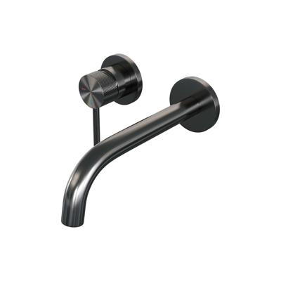 Gunmetal Carving inbouw wastafelmengkraan, gebogen uitloop, rozetten A2 gunmetal geborsteld PVD Gunmetal Carving inbouw wastafelmengkraan, gebogen uitloop, rozetten A2 gunmetal geborsteld PVD