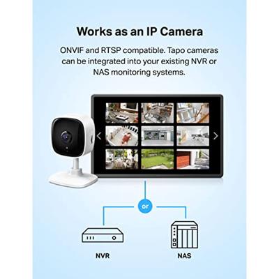 RIIMUHIR TP-Link Tapo Smart Home Security WiFi-camera, opnamen in 1080p (Full HD) | Tot 30 voet nachtzicht | Tot 128 GB microSD-kaartsleuf | Werkt met Alexa en Google (Tapo C100)