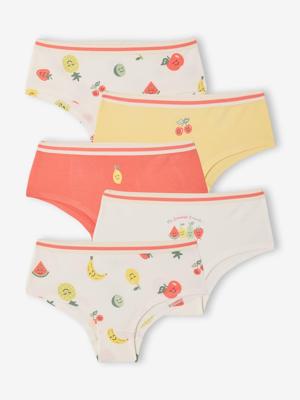 Set van 5 shorty's met fruitprint ecru