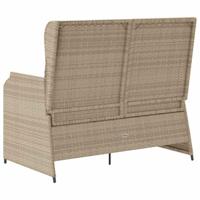 Tuinbankje verstelbaar met kussens poly rattan beige - thumbnail