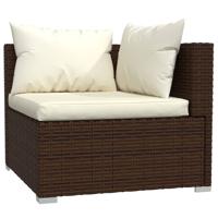 4-delige Loungeset met kussens poly rattan bruin - thumbnail