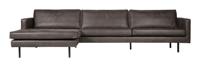 WOOOD Loungebank 'Rodeo' Links, Eco Leder, kleur Antraciet - thumbnail