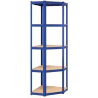 VidaXL Hoekrek 5-laags staal en bewerkt hout blauw - thumbnail