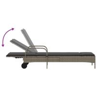 Ligstoelen 2 st met kussens poly rattan grijs - thumbnail