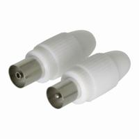 IEC (Coax) -Connector | Male + Female - Recht | 2 Stuks | Wit - thumbnail