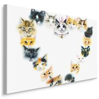Schilderij - Een Hartje van Kittens, Liefde, Premium Print - thumbnail