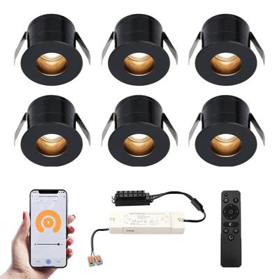 Set van 6 Olivia Smart LED Mini Inbouwspots - Veranda spots - 12V 3W 150lm - Dimbaar - Wifi & Bluetooth - 2700K - IP44 waterdicht - Zwart