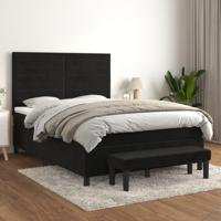 Boxspring met matras fluweel zwart 140x190 cm - thumbnail