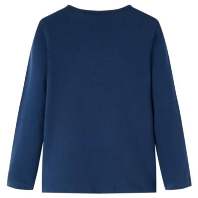 Kindershirt met lange mouwen zwanenprint 128 marineblauw