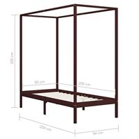Hemelbedframe massief grenenhout donkerbruin 90x200 cm - thumbnail