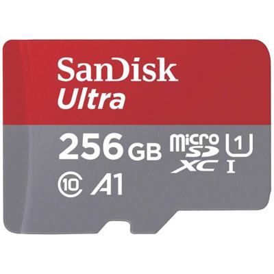 SanDisk microSDXC Ultra 256GB (A1/UHS-I/Cl.10/150MB/s) + Adapter Mobile microSDXC-kaart 256 GB A1 Application Performance Class, UHS-Class 1