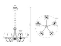 Trio Witte landelijke kroonluchterCortez 5-lichts 66cm - 110600531 - thumbnail