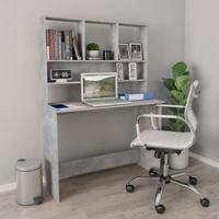 VidaXL Bureau met schappen 110x45x157 cm bewerkt hout betongrijs - thumbnail