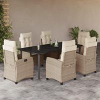 7-delige Tuinset met kussens poly rattan beige - thumbnail
