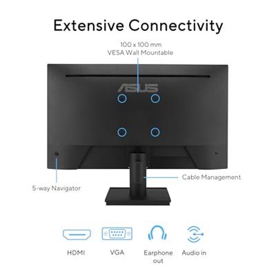 ASUS EyeCare VA249HG Full HD-monitor van 24 inch, frameloos, flikkervrij, blauwlichtfilter, adaptieve synchronisatie - 120 Hz, 1ms MPRT, 16:9 IPS-paneel, 1920 x 1080 - Vesa 100 x 100, HDMI, D-Sub