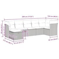 7-delige Loungeset met kussens poly rattan grijs - thumbnail