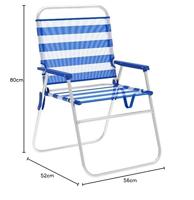 Marbueno Opvouwbare Stoel Aluminium Strepen Blauw en Wit Strand en Zwembad 52X56X80 cm 10313 - thumbnail