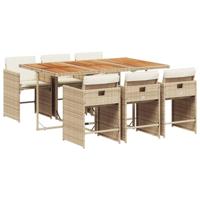 7-delige Tuinset met kussens poly rattan beige - thumbnail