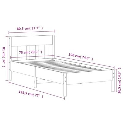 Bedframe zonder matras massief grenenhout 75x190 cm