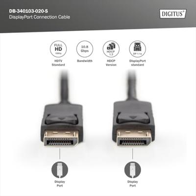 Digitus AK-340103-020-S DisplayPort-kabel DisplayPort Aansluitkabel DisplayPort-stekker, DisplayPort-stekker 2.00 m Zwart