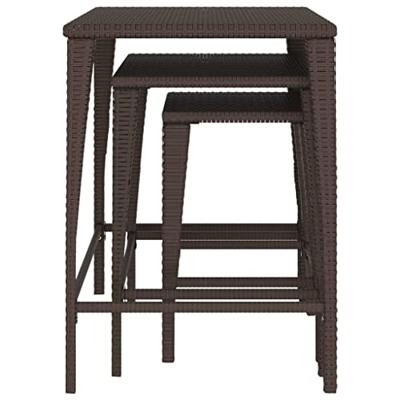 Tafeltjesset 3 st poly rattan bruin