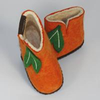 Kinderpantoffels van Vilt (Oranje - Maat 21) - thumbnail