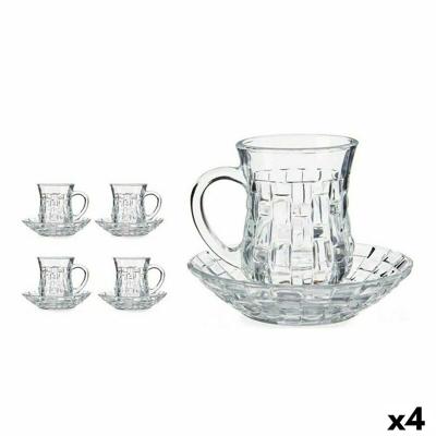 Set van Kopje met Schotel Vivalto Transparant Glas 125 ml (4 Stuks)