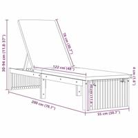 Ligstoel met kussen Bruin 200 x 55 x 94cm Massief acaciahout - thumbnail