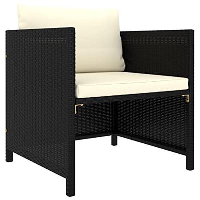 4-delige Loungeset met kussens poly rattan zwart 4-delige Loungeset met kussens poly rattan zwart