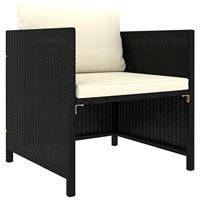 4-delige Loungeset met kussens poly rattan zwart - thumbnail