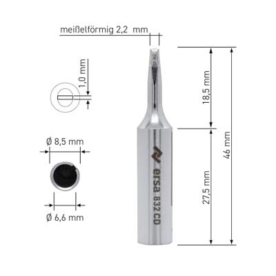 Ersa Soldeertip | beitelvormig | breedte 2,2 mm | 0832 CD/SB | 2 stuks - 0832CD/SB 0832CD/SB