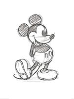 Kunstdruk Mickey Mouse - Sketched Single 60x80cm - thumbnail