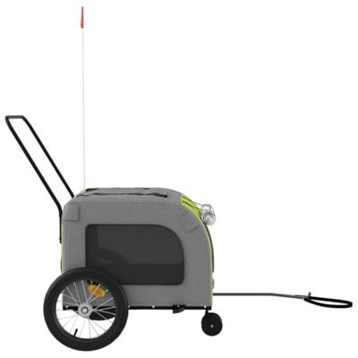 Hondenfietstrailer oxford stof en ijzer groen en grijs - thumbnail