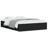 Bedframe met lades bewerkt hout zwart 150x200 cm - thumbnail