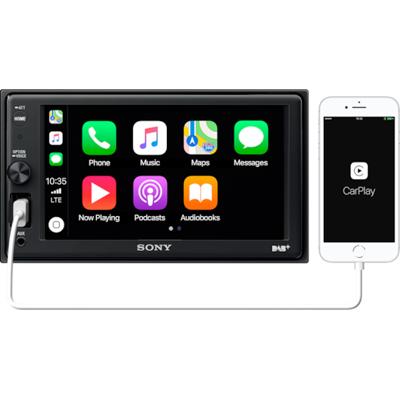 Sony Xav-Ax1005Kit Dab+ Media Receiver, Touchscreen 6,2 Inch, met Bluetooth en Apple Carplay en Antenne Inbegrepen, Zwart