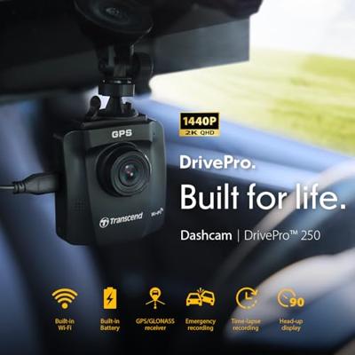 Transcend DrivePro™ 250 Dashcam met GPS Kijkhoek horizontaal (max.): 140 ° 12 V, 24 V GPS met radarherkenning, Time-lapse, G-sensor, WDR, Botswaarschuwing, Transcend DrivePro™ 250 Dashcam met GPS Kijkhoek horizontaal (max.): 140 ° 12 V, 24 V GPS met radarherkenning, Time-lapse, G-sensor, WDR, Botswaarschuwing,