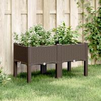 VidaXL Plantenbak met poten 80x40x42 cm polypropeen bruin - thumbnail