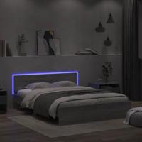 Bedframe met hoofdeinde en LED grijs sonoma eiken 150x200 cm - thumbnail