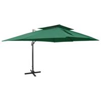 VidaXL Zweefparasol met dubbel dak 400x300 cm groen - thumbnail