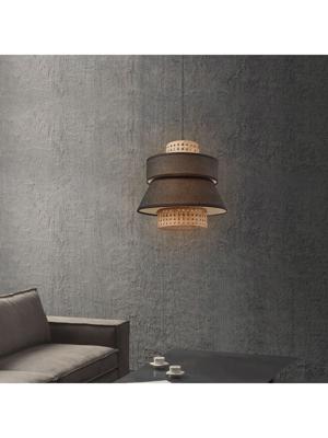 Home sweet home lampenkap Cane weave - linnen / zwart Home sweet home lampenkap Cane weave - linnen / zwart