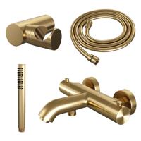 Opbouwset Bad- en Douchekraan Brauer Gold Edition Thermostatisch Met Wandhouder Geborsteld Goud Brauer - thumbnail