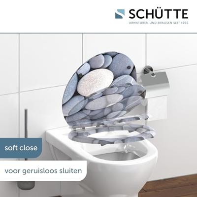 MDF WC-bril GREY STONE met soft-close lange levensduur: extreem onbreekbaar en krasbestendig comfort en functie: geruisloos sluiten dankzij de automatische valrem eenvoudig schoon te maken dankz