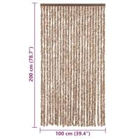 Vliegengordijn 100x200 cm chenille beige en donkerbruin - thumbnail